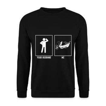 Your husband - me - fishing fish caught - Unisex Sweatshirt - black - Front - Alina (178cm) & Michal (187cm)