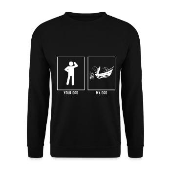 Your Father - My Father - Speedboat Fishing - Unisex Sweatshirt - black - Front - Alina (178cm) & Michal (187cm)