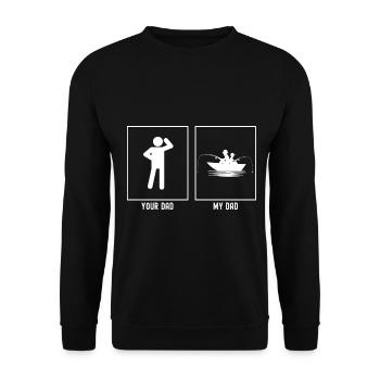 Ihr Vater - Mein Vater - Hobby Angeln - Unisex Pullover - Schwarz - Vorne - Alina (178cm) & Michal (187cm)