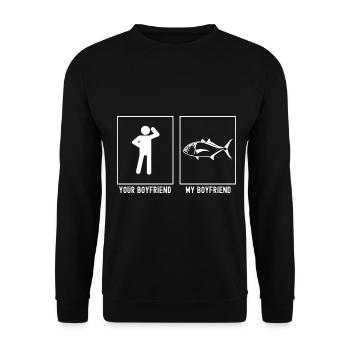 Your Friend - My Friend - Fishing Solo Fish - Unisex Sweatshirt - black - Front - Alina (178cm) & Michal (187cm)