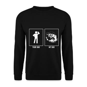Her father - My father - fishing caught - Unisex Sweatshirt - black - Front - Alina (178cm) & Michal (187cm)