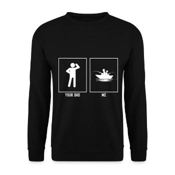 Ihr Vater - Ich - Angeln Seite an Seite - Unisex Pullover - Schwarz - Vorne - Alina (178cm) & Michal (187cm)