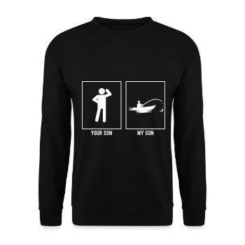 Votre fils - Mon fils - Bateau de pêche - Sweat-shirt Unisexe - noir - Devant - Alina (178cm) & Michal (187cm)