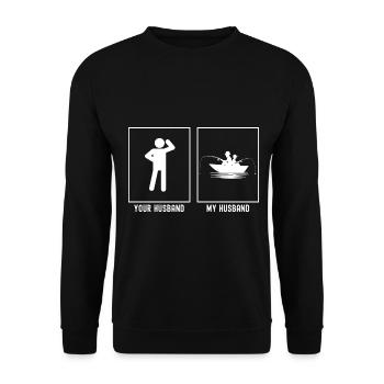 Your Husband - My Husband - Fishing Side by Side - Unisex Sweatshirt - black - Front - Alina (178cm) & Michal (187cm)