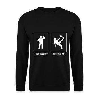 Her Husband - My Husband - Soccer Flipkick - Unisex Sweatshirt - black - Front - Alina (178cm) & Michal (187cm)