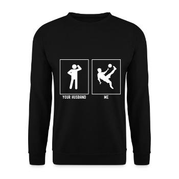 Her Husband - Me - Soccer Flip Kick - Unisex Sweatshirt - black - Front - Alina (178cm) & Michal (187cm)