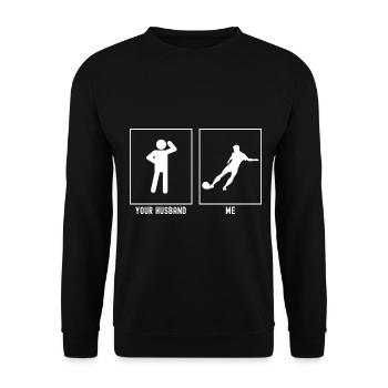Her Husband - Me - Professional Soccer Kick - Unisex Sweatshirt - black - Front - Alina (178cm) & Michal (187cm)