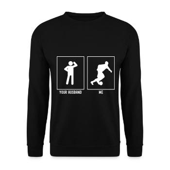 Her Husband - Me - Professional Football - Unisex Sweatshirt - black - Front - Alina (178cm) & Michal (187cm)