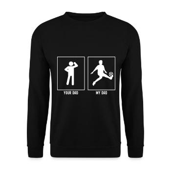 Your Father - My Father - Footballer Kick - Unisex Sweatshirt - black - Front - Alina (178cm) & Michal (187cm)