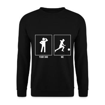 Dein Vater - Ich - Bereit, den Fußball zu treffen - Unisex Pullover - Schwarz - Vorne - Alina (178cm) & Michal (187cm)