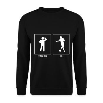 Ton père - moi - Jouons au football - Sweat-shirt Unisexe - noir - Devant - Alina (178cm) & Michal (187cm)