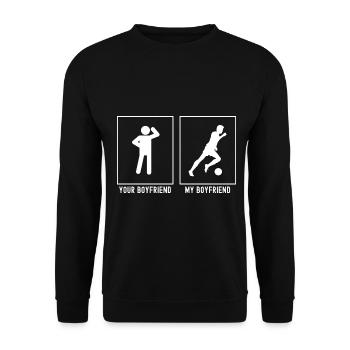 Dein Freund - Mein Freund - Fußballrennen - Unisex Pullover - Schwarz - Vorne - Alina (178cm) & Michal (187cm)