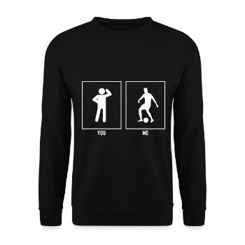 You - Me - Soccer Player Center - Unisex Sweatshirt - black - Front - Alina (178cm) & Michal (187cm)