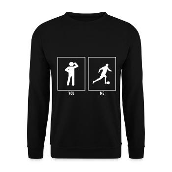 You - Me - Footballer Kick Right - Unisex Sweatshirt - black - Front - Alina (178cm) & Michal (187cm)