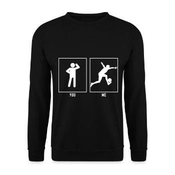 You - Me - Football Fun - Unisex Sweatshirt - black - Front - Alina (178cm) & Michal (187cm)
