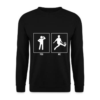 You - Me - Football Kick - Unisex Sweatshirt - black - Front - Alina (178cm) & Michal (187cm)