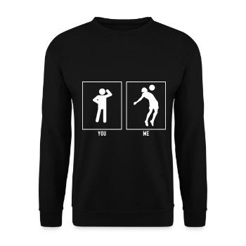You - Me - Soccer Chest Throw - Unisex Sweatshirt - black - Front - Alina (178cm) & Michal (187cm)