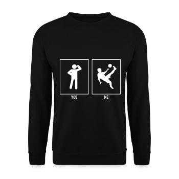 You - Me - Football Flip Kick - Unisex Sweatshirt - black - Front - Alina (178cm) & Michal (187cm)