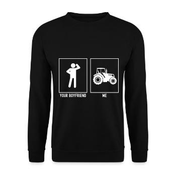 Dein Freund - Ich - Bauernhof Traktor - Unisex Pullover - Schwarz - Vorne - Alina (178cm) & Michal (187cm)