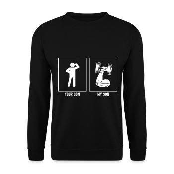 Ton fils - Mon fils - Fitness Strong Arm - Sweat-shirt Unisexe - noir - Devant - Alina (178cm) & Michal (187cm)