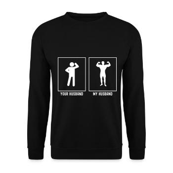Her Husband - My Husband - Fitness Flex - Unisex Sweatshirt - black - Front - Alina (178cm) & Michal (187cm)