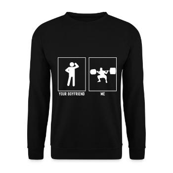 Votre ami - Moi - Fitness Soulever des objets en position accroupie - Sweat-shirt Unisexe - noir - Devant - Alina (178cm) & Michal (187cm)
