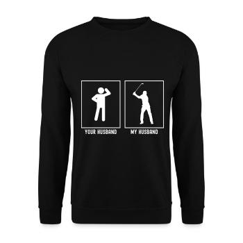 Ihr Ehemann - Mein Ehemann - Golf spielen - Unisex Pullover - Schwarz - Vorne - Alina (178cm) & Michal (187cm)