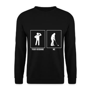 Her husband - me - golfer - Unisex Sweatshirt - black - Front - Alina (178cm) & Michal (187cm)