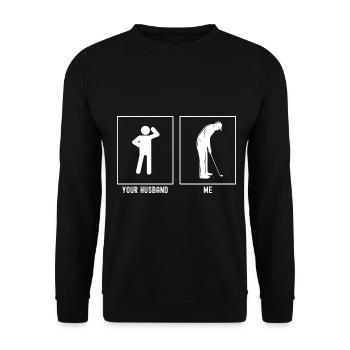 Her Husband - Me - Golf Destinations - Unisex Sweatshirt - black - Front - Alina (178cm) & Michal (187cm)