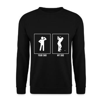 Dein Vater - Mein Vater - Golf vor dem Schwung - Unisex Pullover - Schwarz - Vorne - Alina (178cm) & Michal (187cm)