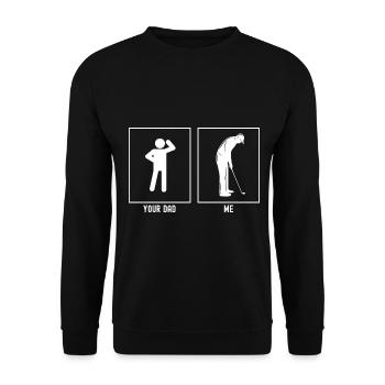 Dein Vater - Ich - Professioneller Golfspieler - Unisex Pullover - Schwarz - Vorne - Alina (178cm) & Michal (187cm)
