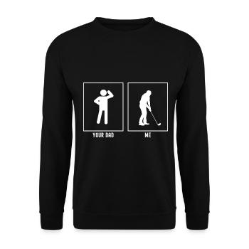 Your Father - Me - Hitting Golf Ball - Unisex Sweatshirt - black - Front - Alina (178cm) & Michal (187cm)