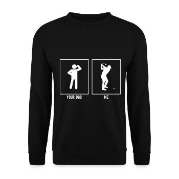 Ton père - Moi - Joue au golf - Sweat-shirt Unisexe - noir - Devant - Alina (178cm) & Michal (187cm)