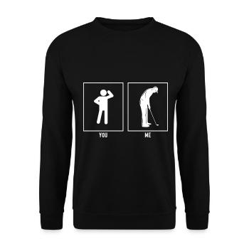 You - Me - Golfer in Pose - Unisex Sweatshirt - black - Front - Alina (178cm) & Michal (187cm)