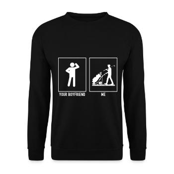 Ihr Freund - Ich - Golftasche - Unisex Pullover - Schwarz - Vorne - Alina (178cm) & Michal (187cm)