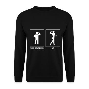 Ihr Freund - Ich - Golf Nach dem Schwung - Unisex Pullover - Schwarz - Vorne - Alina (178cm) & Michal (187cm)