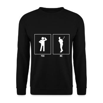 Sie - Ich - Golf Hobby - Unisex Pullover - Schwarz - Vorne - Alina (178cm) & Michal (187cm)