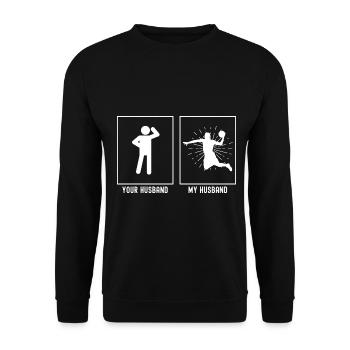 Ihr Ehemann - Mein Ehemann - Slamdunk Basketball - Unisex Pullover - Schwarz - Vorne - Alina (178cm) & Michal (187cm)