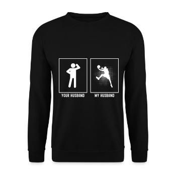 Her Husband - My Husband - Basketball Dotted - Unisex Sweatshirt - black - Front - Alina (178cm) & Michal (187cm)
