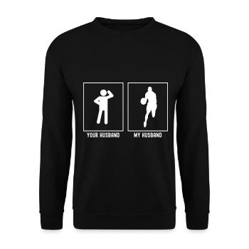 Her Husband - My Husband - Basketball Frontansic - Unisex Sweatshirt - black - Front - Alina (178cm) & Michal (187cm)
