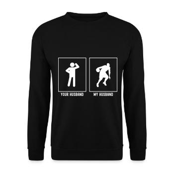 Her Husband - My Husband - Basketball Athlete - Unisex Sweatshirt - black - Front - Alina (178cm) & Michal (187cm)