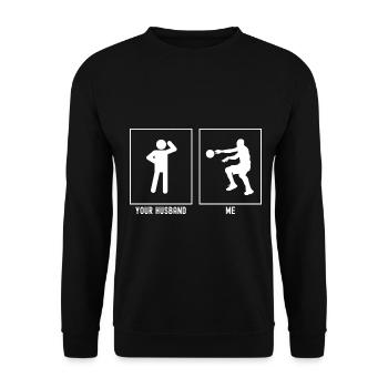 Votre mari - Moi - Basketball Pass - Sweat-shirt Unisexe - noir - Devant - Alina (178cm) & Michal (187cm)