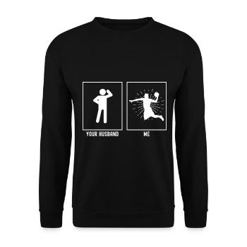 Your Man - Me - Basketball Dunk Burst Lines - Sweat-shirt Unisexe - noir - Devant - Alina (178cm) & Michal (187cm)