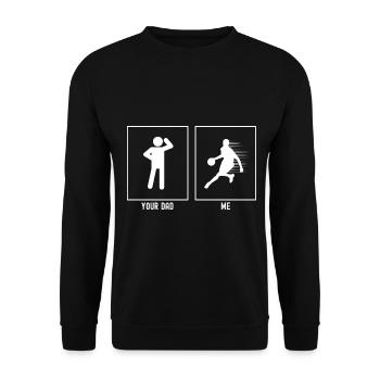 Ton père - Moi - Dribble rapide Basketball - Sweat-shirt Unisexe - noir - Devant - Alina (178cm) & Michal (187cm)