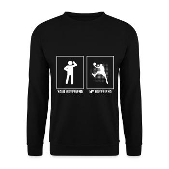 Your Friend - My Friend - Basketball Jump - Unisex Sweatshirt - black - Front - Alina (178cm) & Michal (187cm)