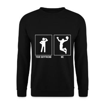 Dein Freund - Ich - Basketball Dunking Vektor - Unisex Pullover - Schwarz - Vorne - Alina (178cm) & Michal (187cm)