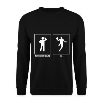 Dein Freund - Ich - Basketball Dunk Vektor - Unisex Pullover - Schwarz - Vorne - Alina (178cm) & Michal (187cm)