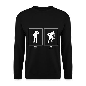 Vous - Moi - Basketball Ball Hold - Sweat-shirt Unisexe - noir - Devant - Alina (178cm) & Michal (187cm)