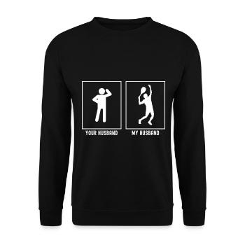 Her Husband - My Husband - Tennis Serve - Unisex Sweatshirt - black - Front - Alina (178cm) & Michal (187cm)