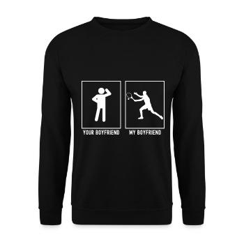 Votre ami - Mon ami - Tennis Serve - Sweat-shirt Unisexe - noir - Devant - Alina (178cm) & Michal (187cm)